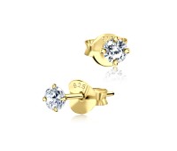 Gold Plate Round Shaped CZ Earring Silver ECS-01-3-GP